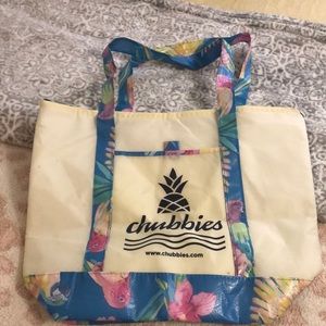 Chubbies Insulated Cooler Tote Bag Pineapple Floral Tropical Picnic Beach Bag